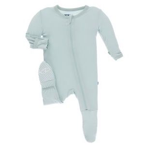 Solid Footie with Zipper in Spring Sky (9-12 Months)